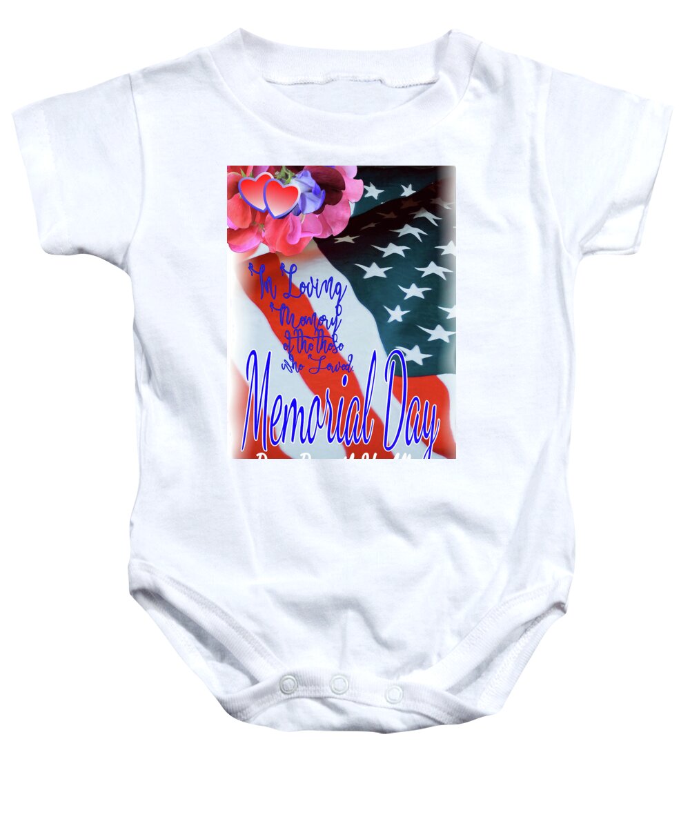 Memorial Day Baby Onesie featuring the digital art Memorial Day USA Card by Delynn Addams