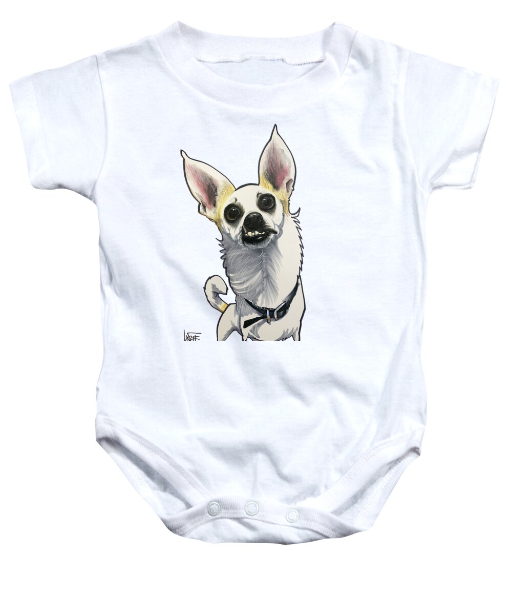 Merced Baby Onesie featuring the drawing Merced 5278 by Canine Caricatures By John LaFree