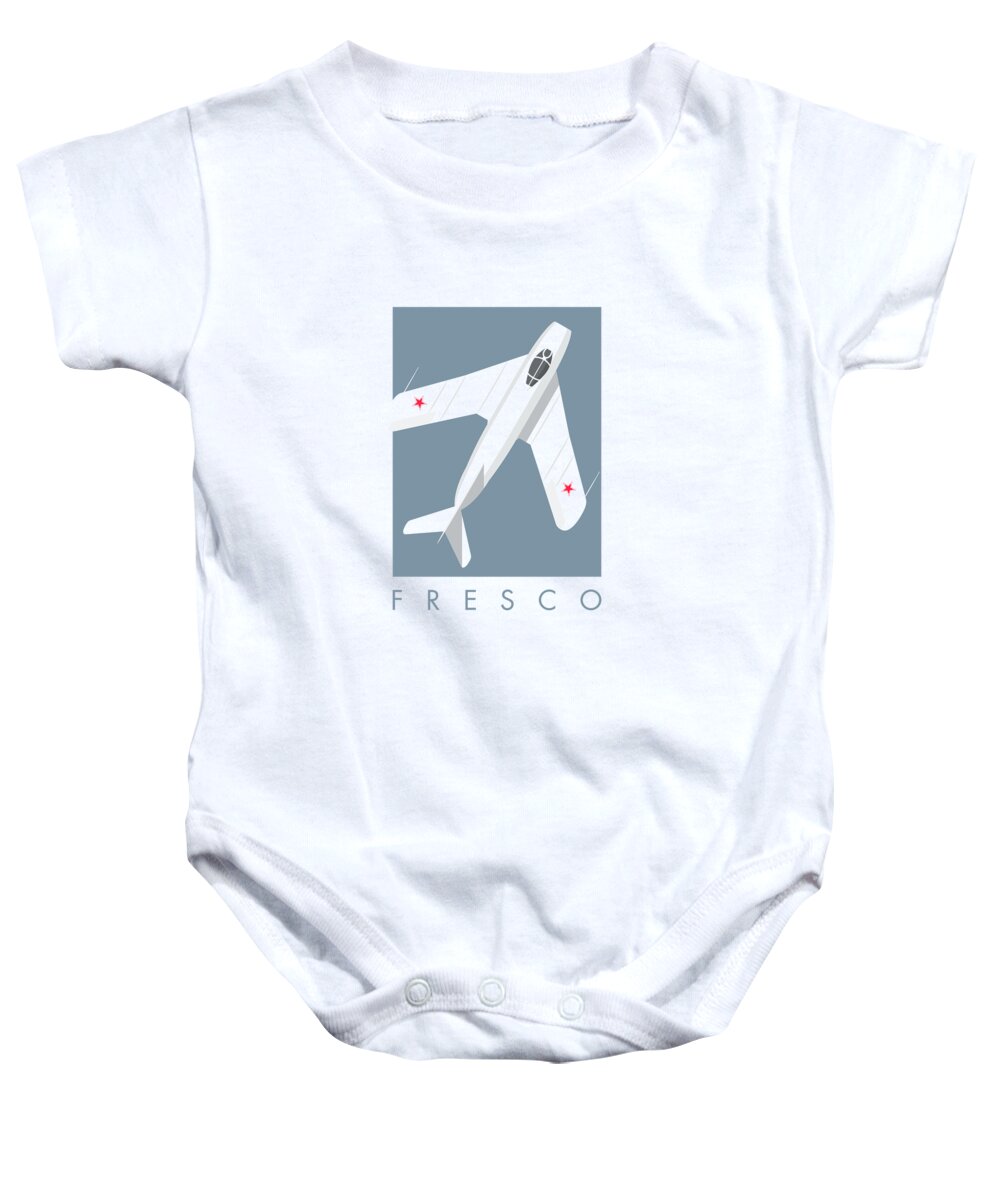 Aircraft Baby Onesie featuring the digital art MiG-17 Fresco Jet Fighter - Slate by Organic Synthesis