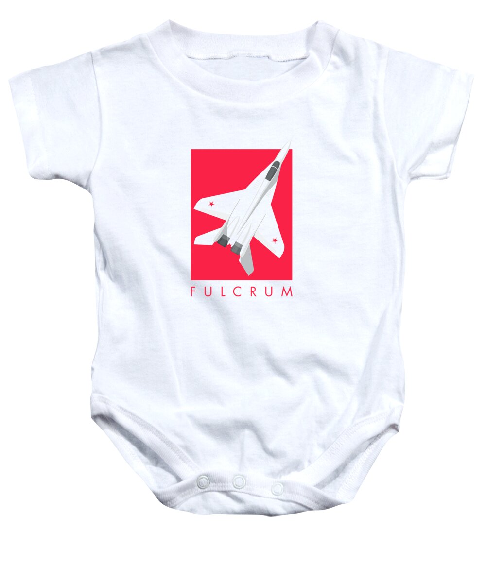 Jet Baby Onesie featuring the digital art MiG-29 Fulcrum Jet Aircraft - Crimson by Organic Synthesis