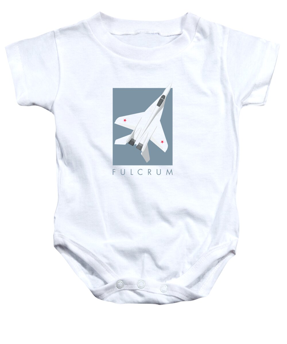 Jet Baby Onesie featuring the digital art MiG-29 Fulcrum Jet Aircraft - Slate by Organic Synthesis
