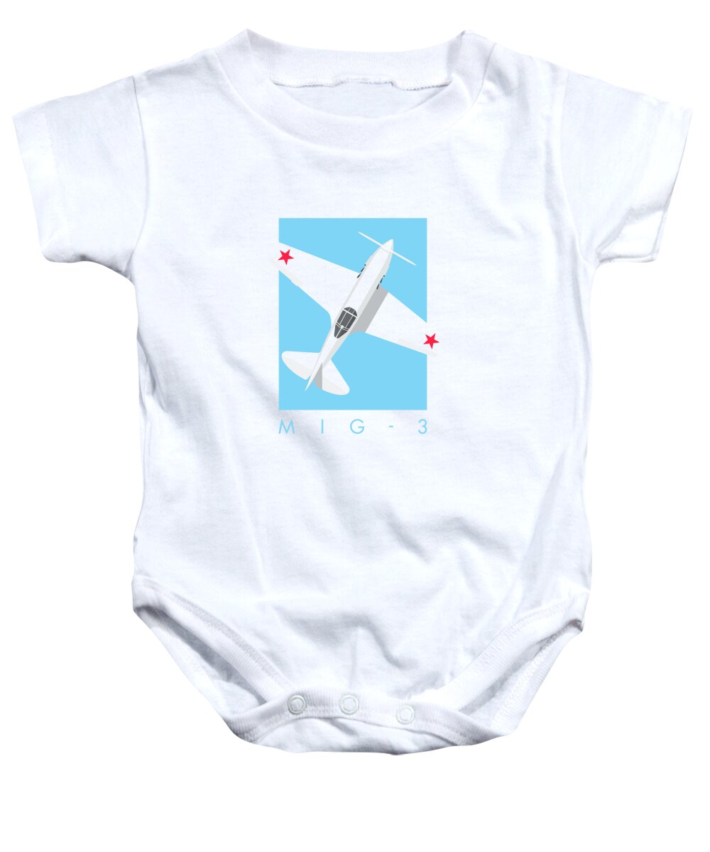 Aircraft Baby Onesie featuring the digital art MiG-3 WWII Fighter Aircraft - Sky by Organic Synthesis