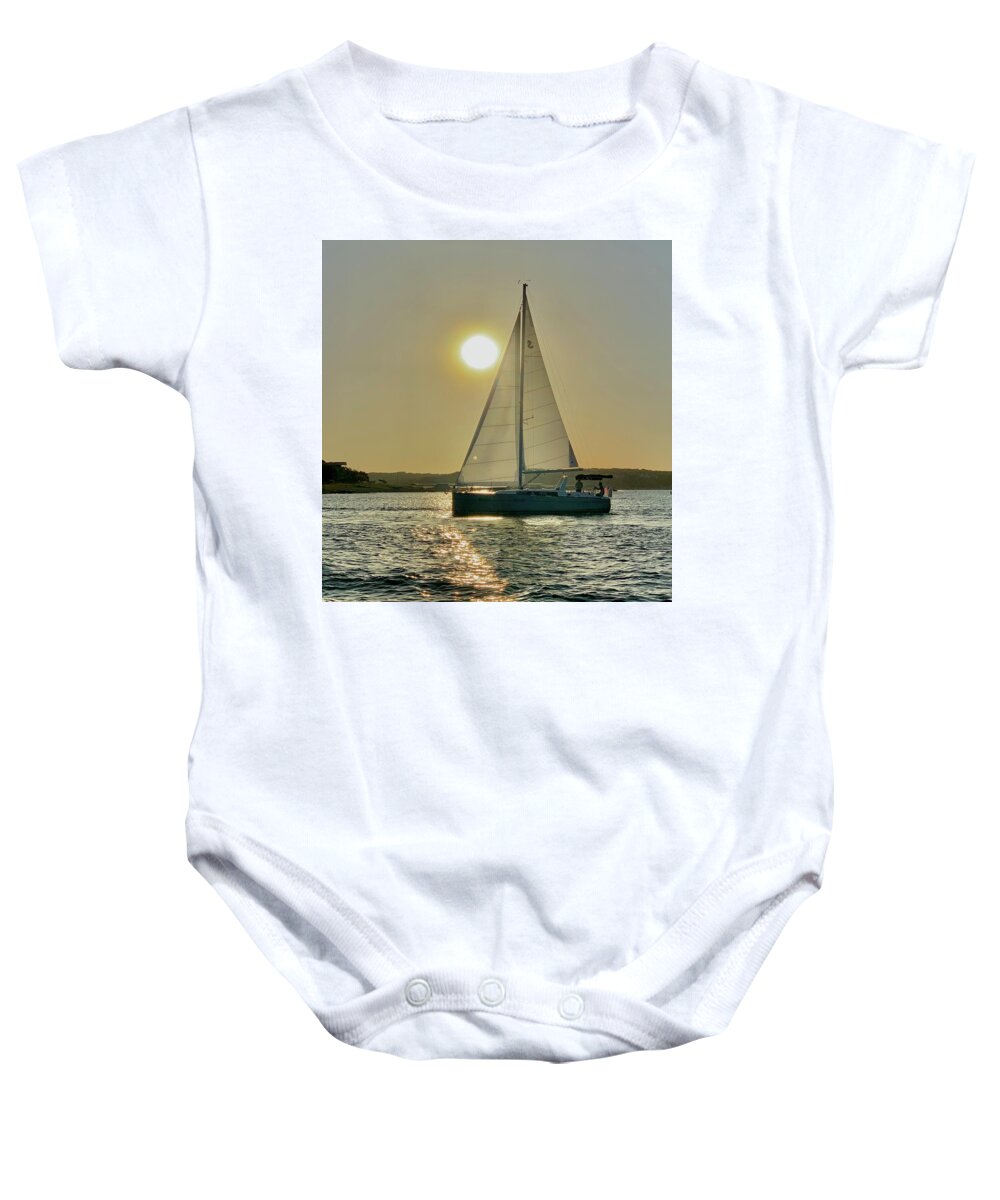 Sunset Baby Onesie featuring the photograph Moana Sunset by Kelly Smith