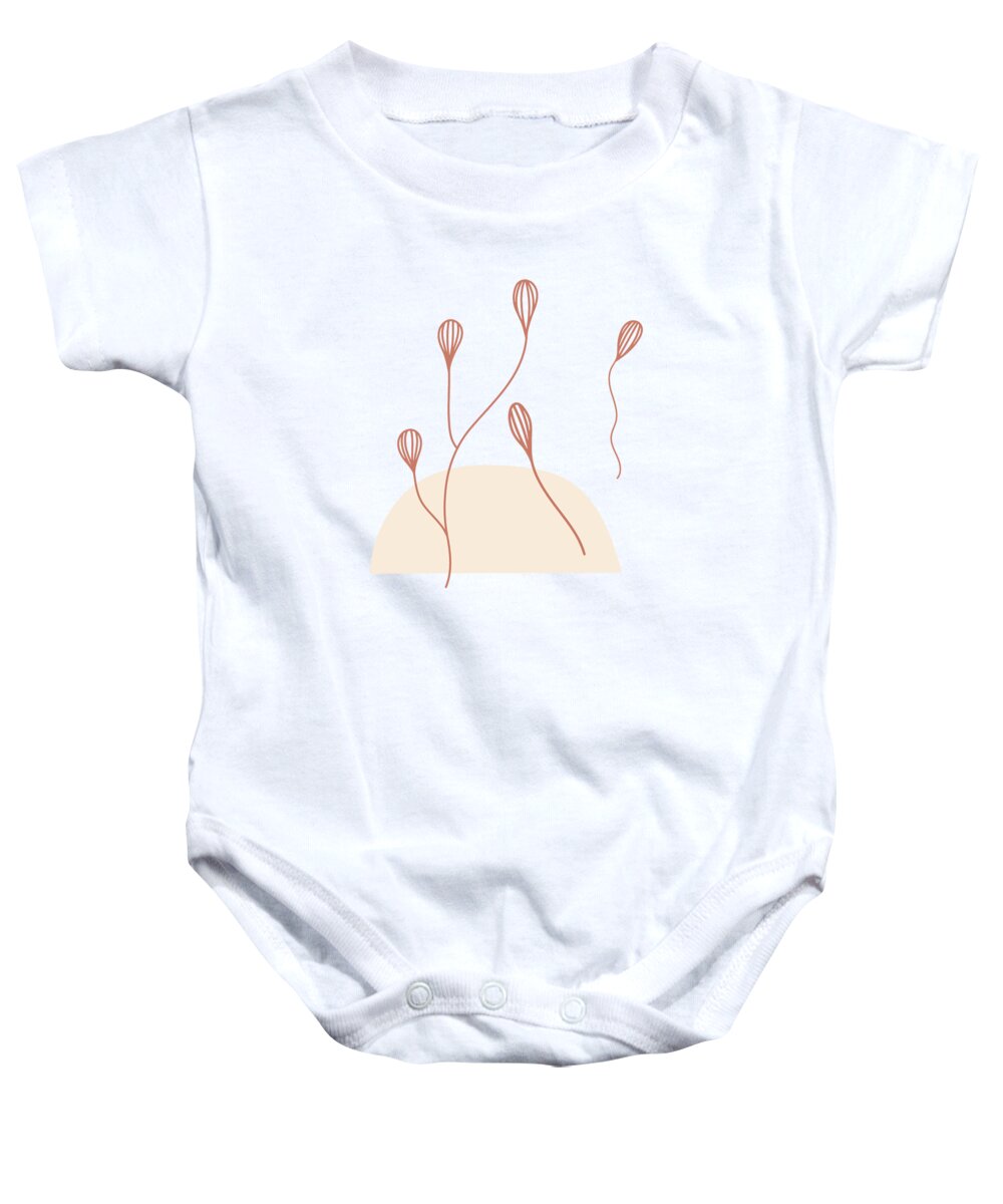 Modern Baby Onesie featuring the digital art Modern Lines Dirigible Plums Abstract by Ink Well