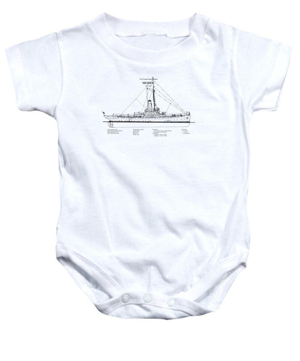 Modoc Baby Onesie featuring the digital art Modoc wpg-46 United States Coast Guard Cutter - BD by SP JE Art