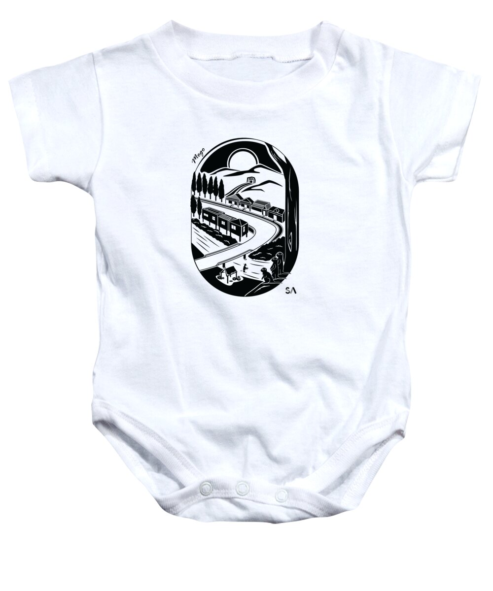 Black And White Baby Onesie featuring the digital art Mogo by Silvio Ary Cavalcante