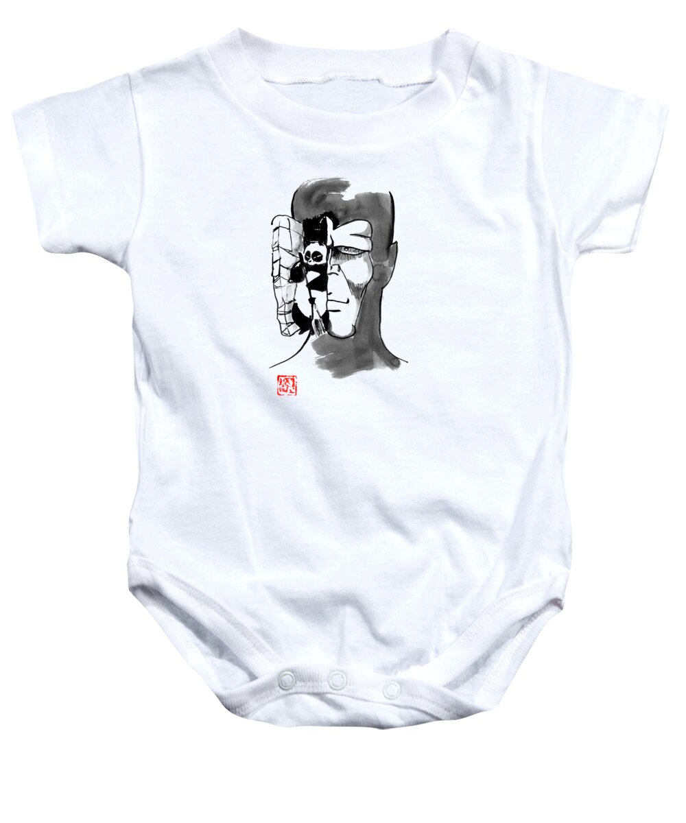 Fall Baby Onesie featuring the drawing Monis Et Genma by Pechane Sumie