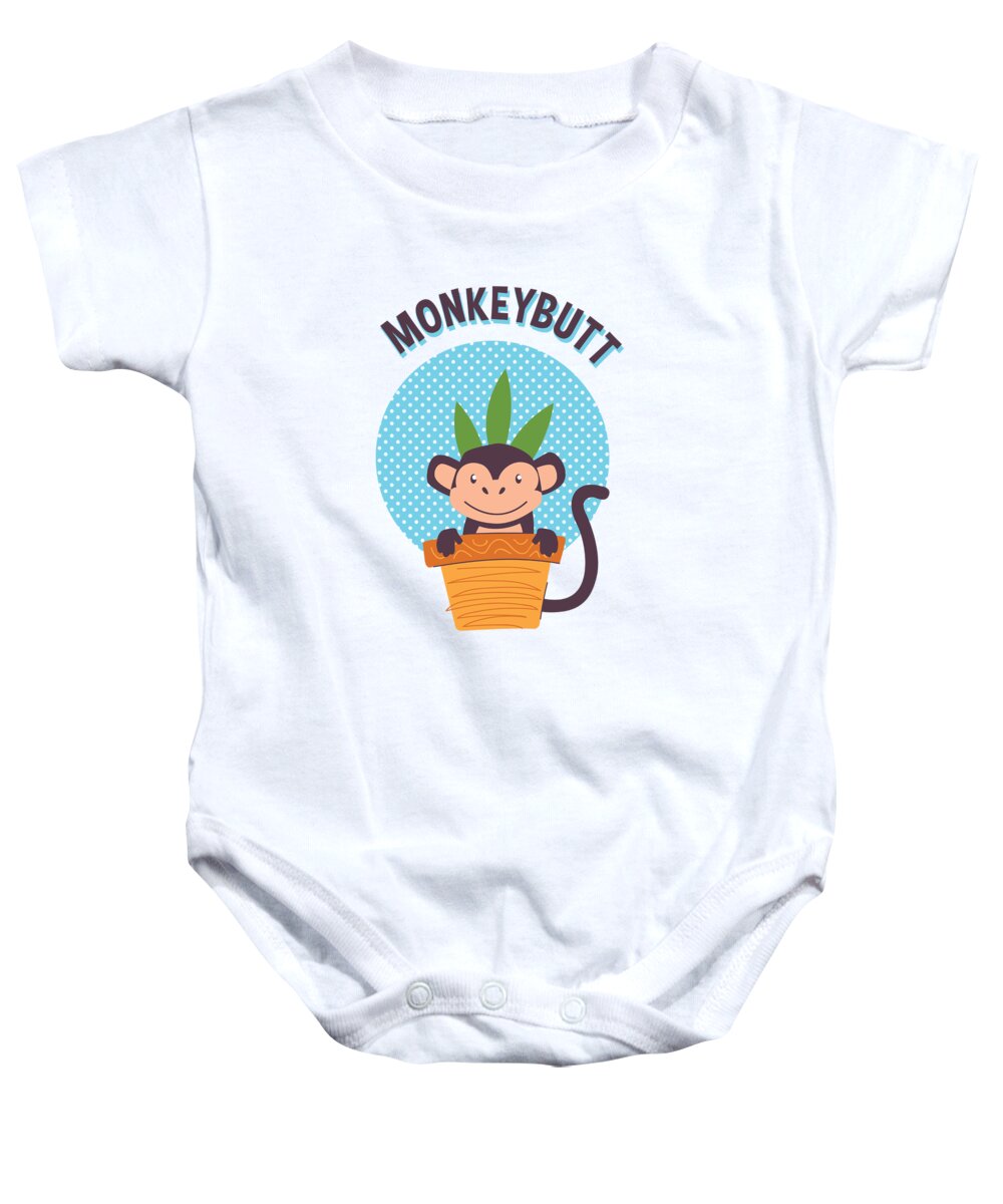 Adorable Baby Onesie featuring the digital art Monkey Butt by Jacob Zelazny