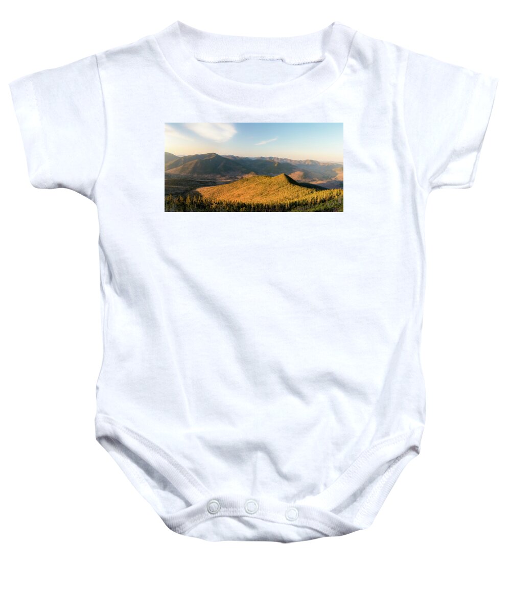 Wilderness Baby Onesie featuring the photograph Morning Light in the Pemigewasset Wilderness seen from the Summit of Bondcliff by William Dickman