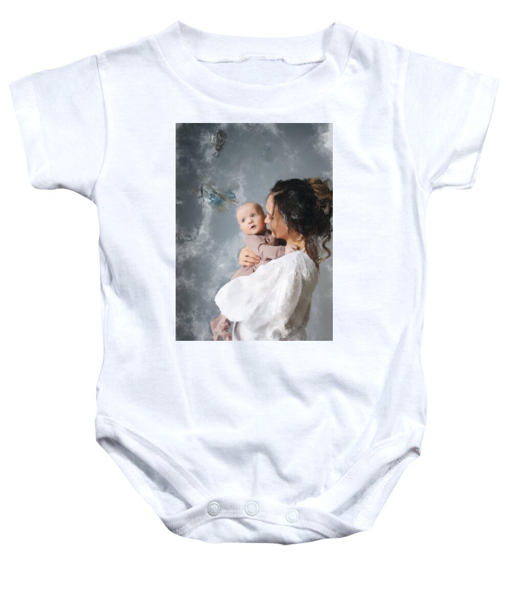 Mother Baby Onesie featuring the painting Mother and Child by Gary Arnold