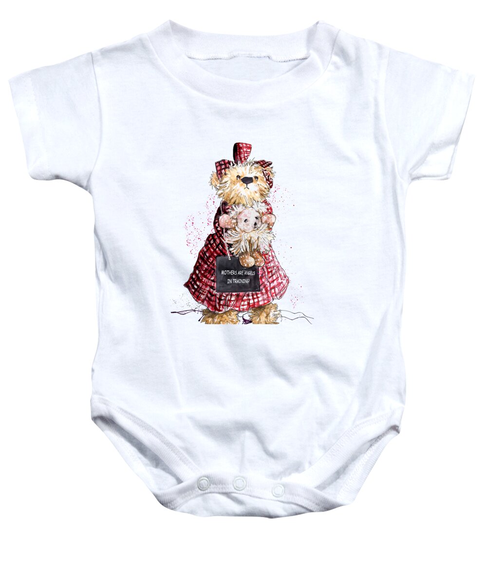 Teddy Baby Onesie featuring the painting Mothers Are Angels In Training by Miki De Goodaboom