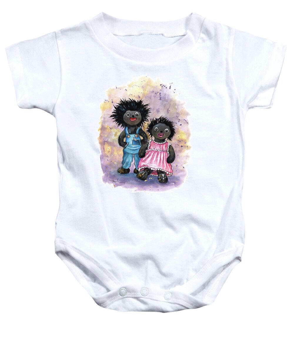 Doll Baby Onesie featuring the painting Mr And Mrs Gollies by Miki De Goodaboom
