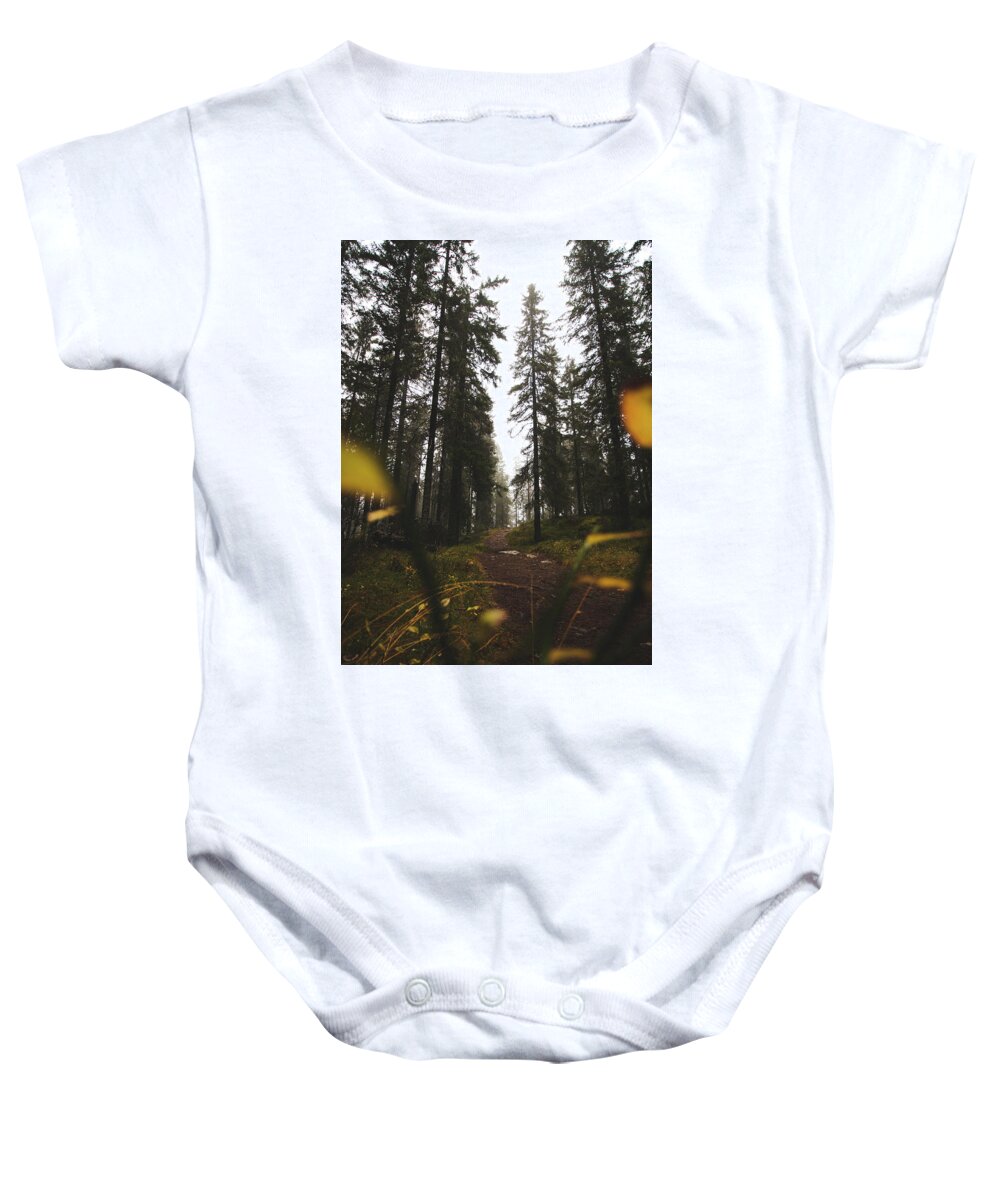 Outdoor Baby Onesie featuring the photograph Mysterious misty forest in the rain by Vaclav Sonnek