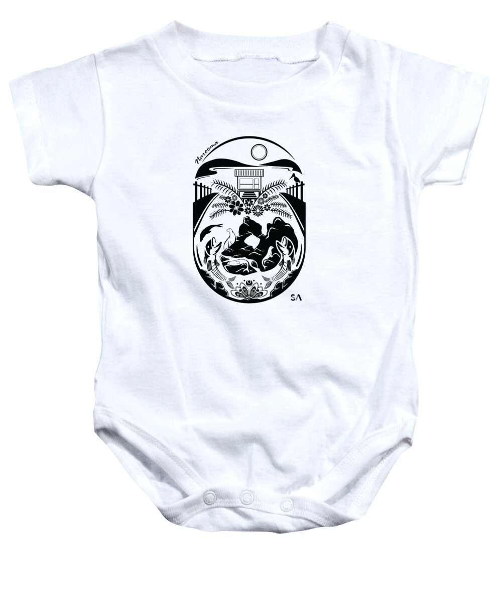 Black And White Baby Onesie featuring the digital art Narooma by Silvio Ary Cavalcante