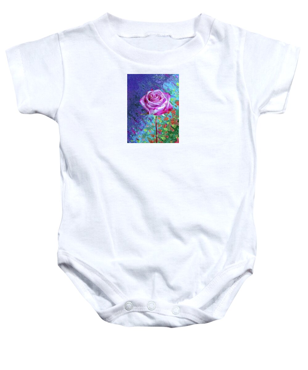 Pink Rose Baby Onesie featuring the photograph Neon Pink Rose by Corinne Carroll