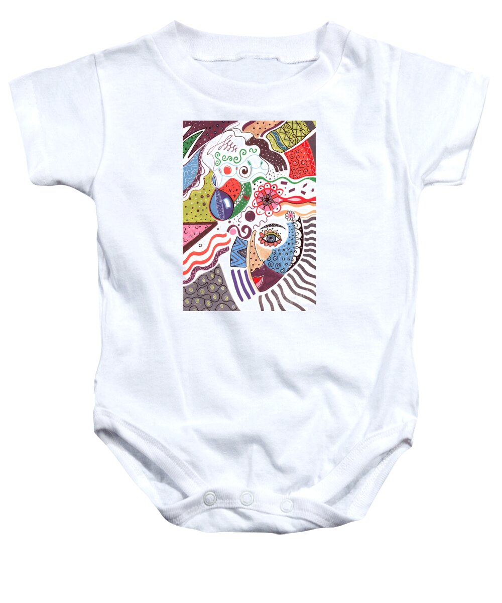 Never Stop Dreaming By Helena Tiainen Baby Onesie featuring the drawing Never Stop Dreaming by Helena Tiainen