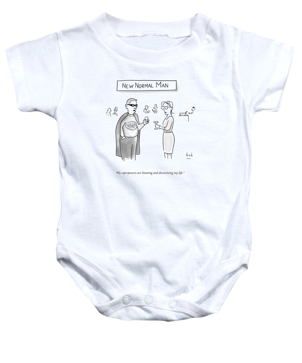 A25367 Baby Onesie featuring the drawing New Normal Man by Bob Eckstein