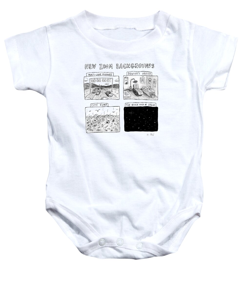 Captionless Baby Onesie featuring the drawing New Zoom Backgrounds by Roz Chast