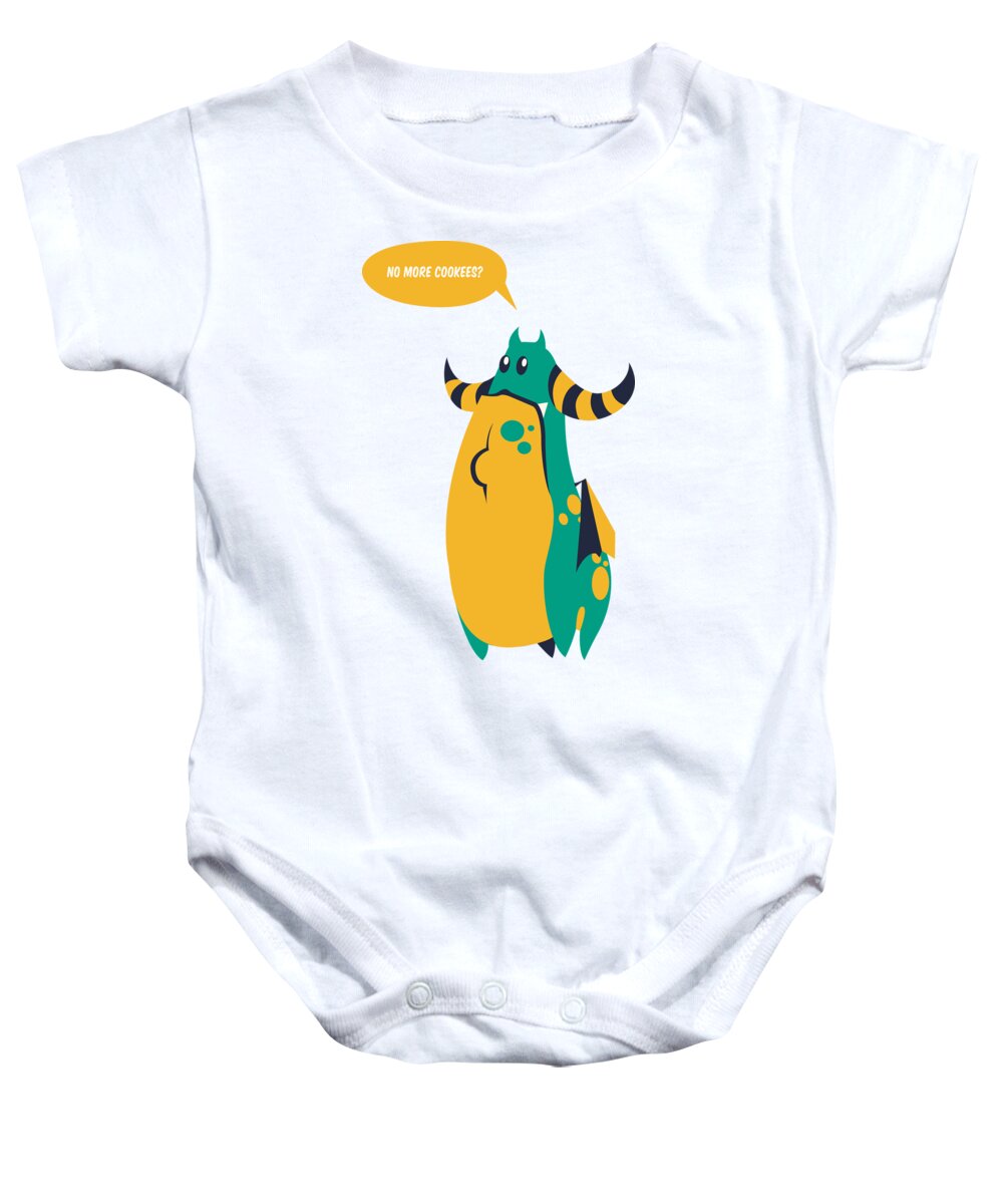 Monster Baby Onesie featuring the digital art No More Cookees by Jacob Zelazny