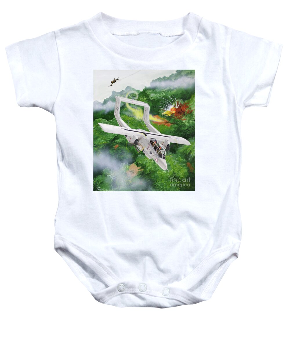 Aviation Baby Onesie featuring the painting North American Rockwell OV-10 Bronco by Steve Ferguson