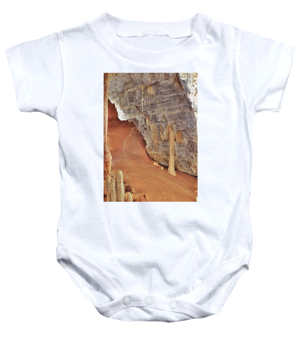 Cabrespine Chasm Baby Onesie featuring the photograph Ocher Digger by Karine GADRE