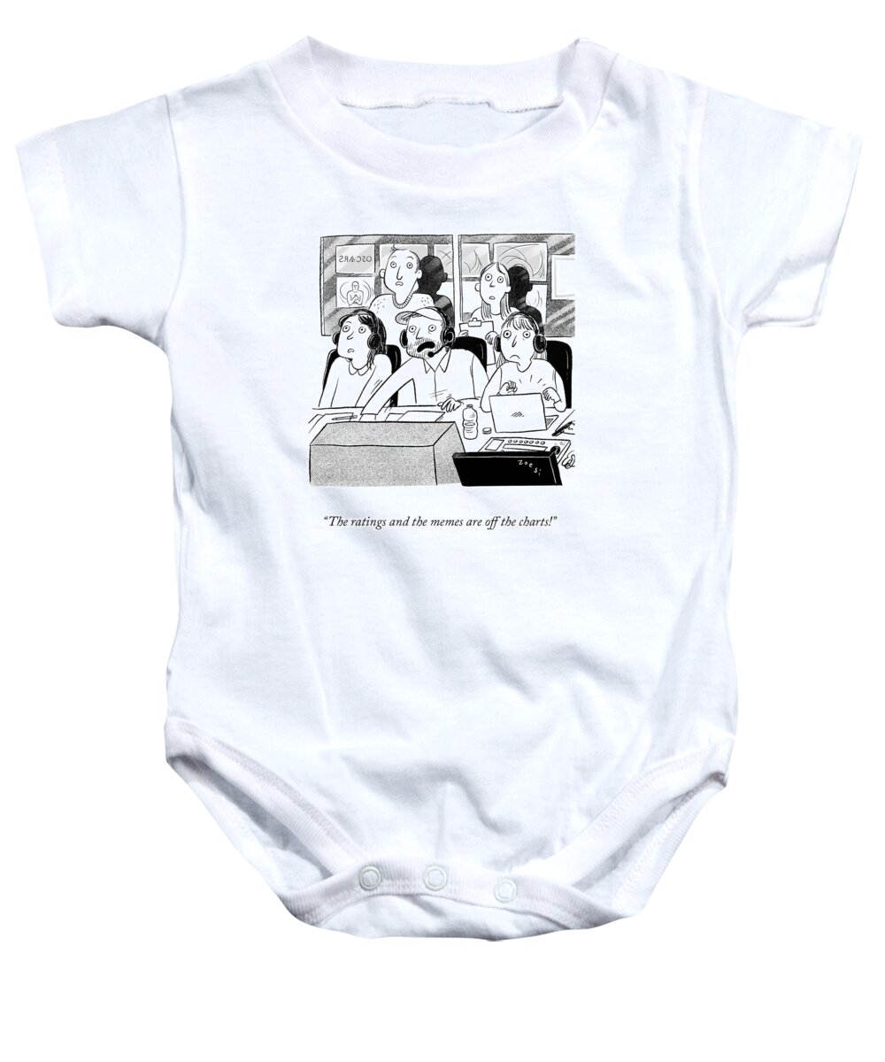 The Ratings And The Memes Are Off The Charts! Baby Onesie featuring the drawing Off The Charts by Zoe Si