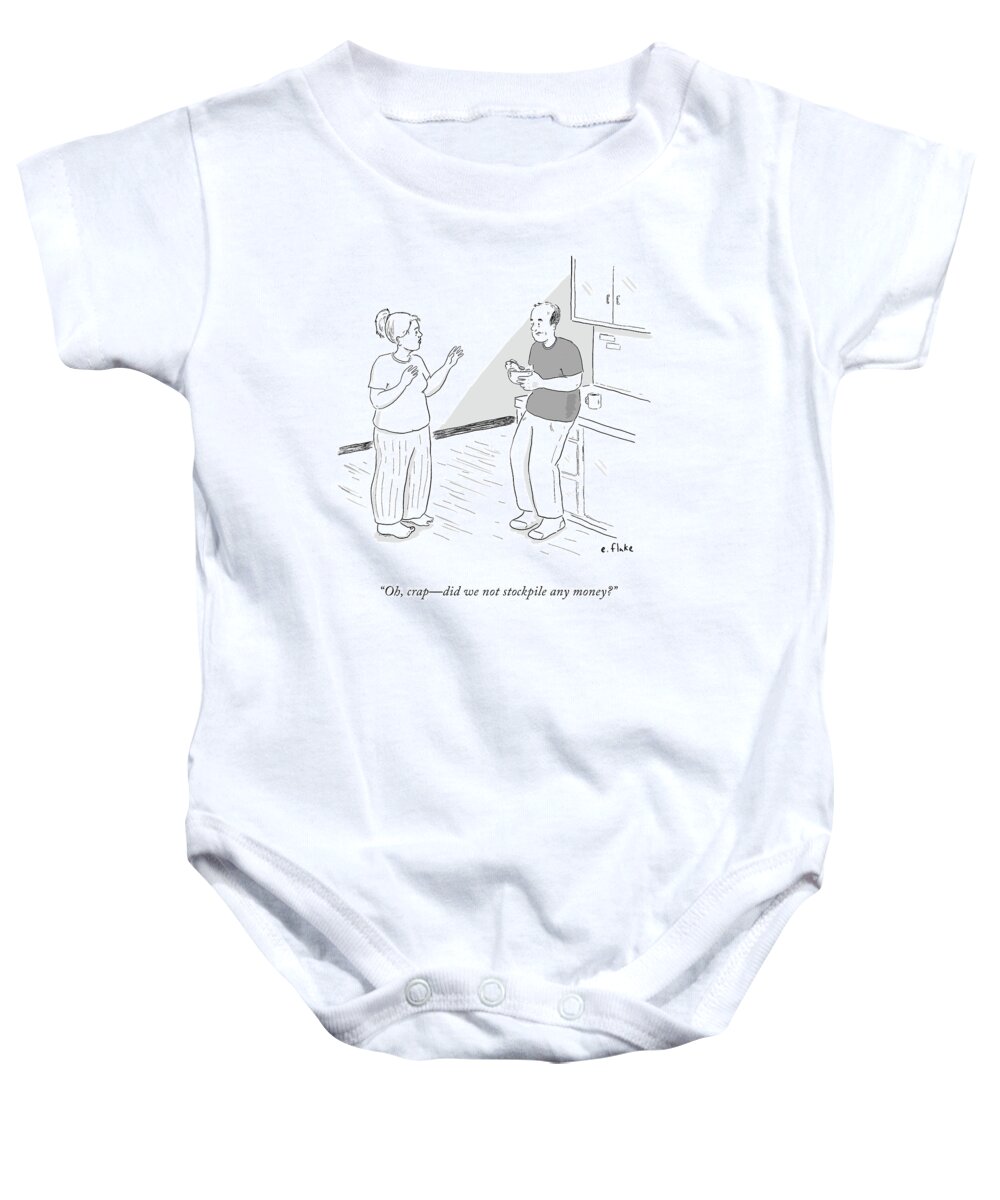 Oh Baby Onesie featuring the drawing Oh, Crap by Emily Flake