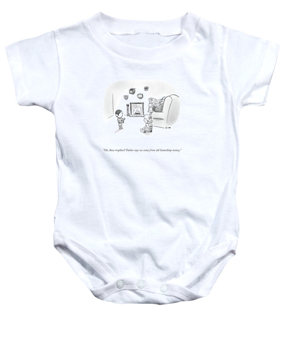 Oh Baby Onesie featuring the drawing Old GameStop Money by Evan Lian