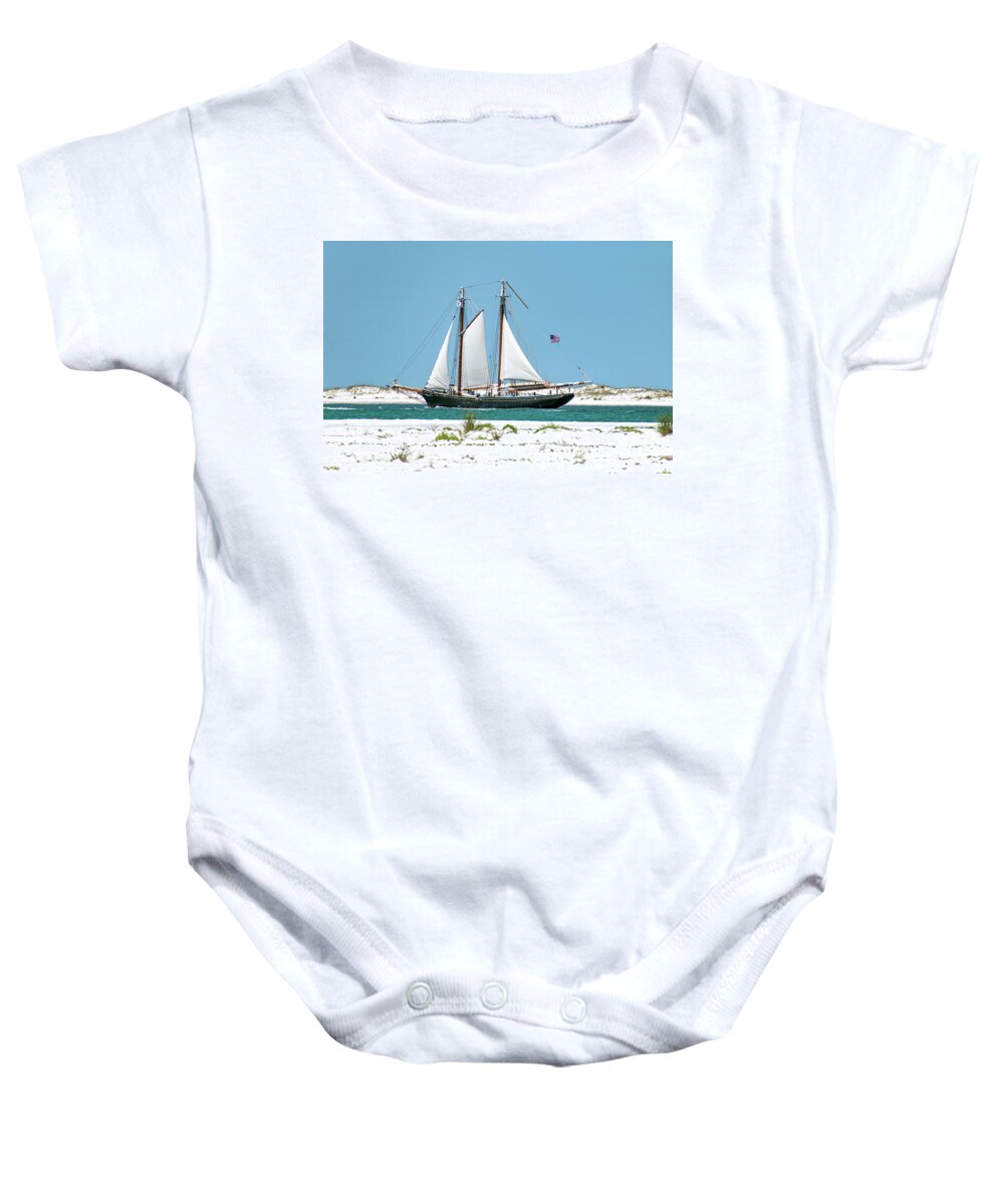 Old Baby Onesie featuring the photograph Old Tall Ship at Pensacola Pass by Beachtown Views
