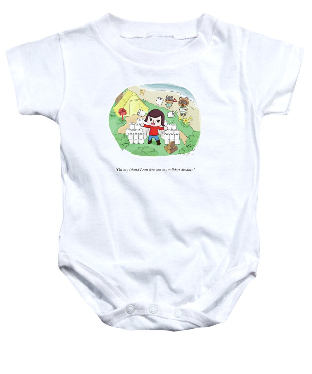 On My Island I Can Live Out My Wildest Dreams. Baby Onesie featuring the drawing On My Island by Brooke Bourgeois