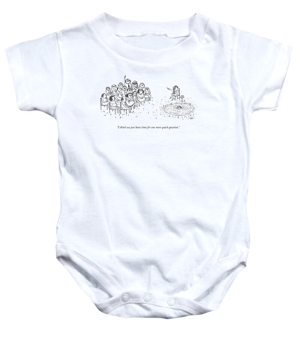 “o.k. Baby Onesie featuring the drawing One More Quick Question by Edward Steed