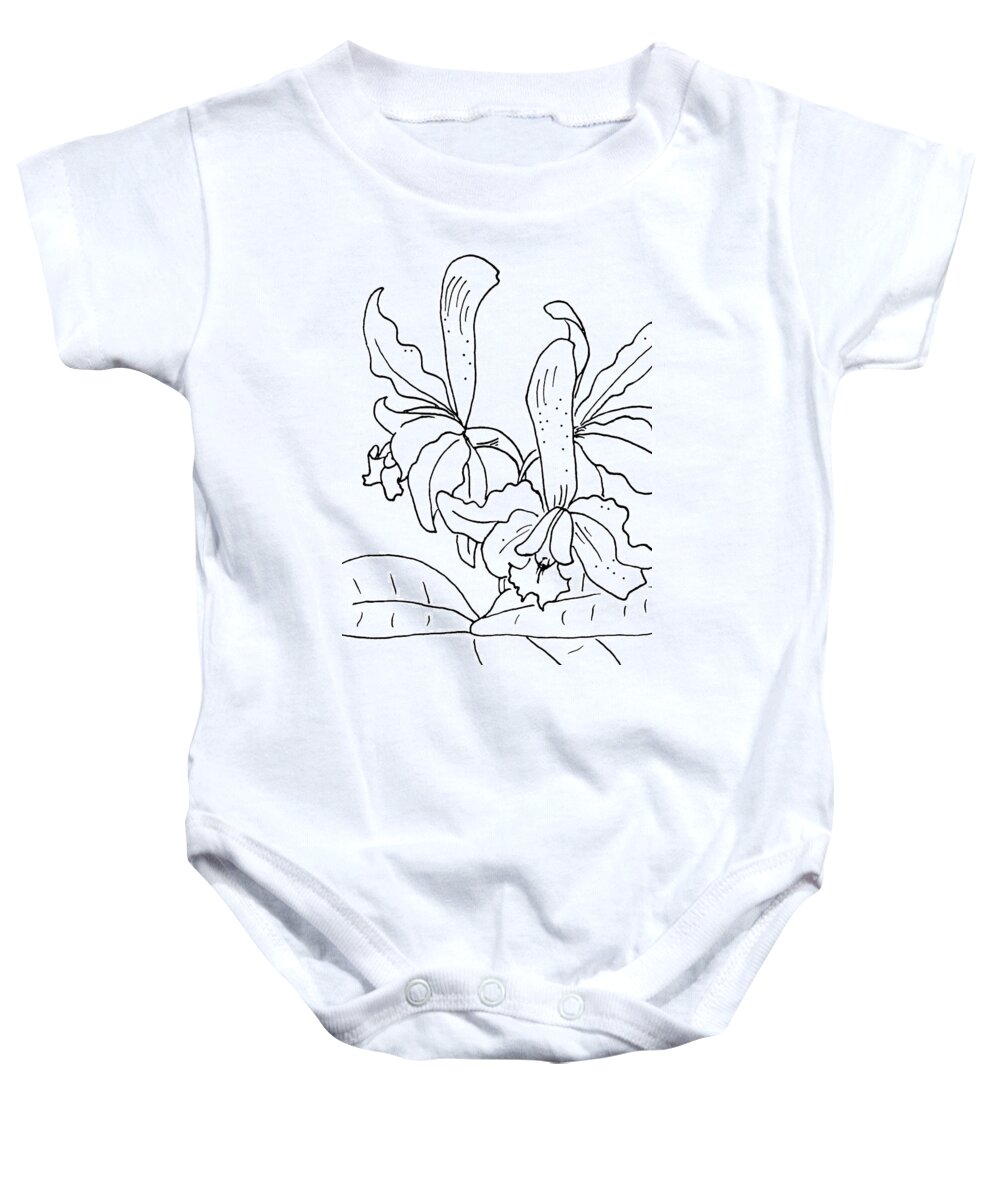 Orchid Baby Onesie featuring the drawing Orchid 4 by Masha Batkova