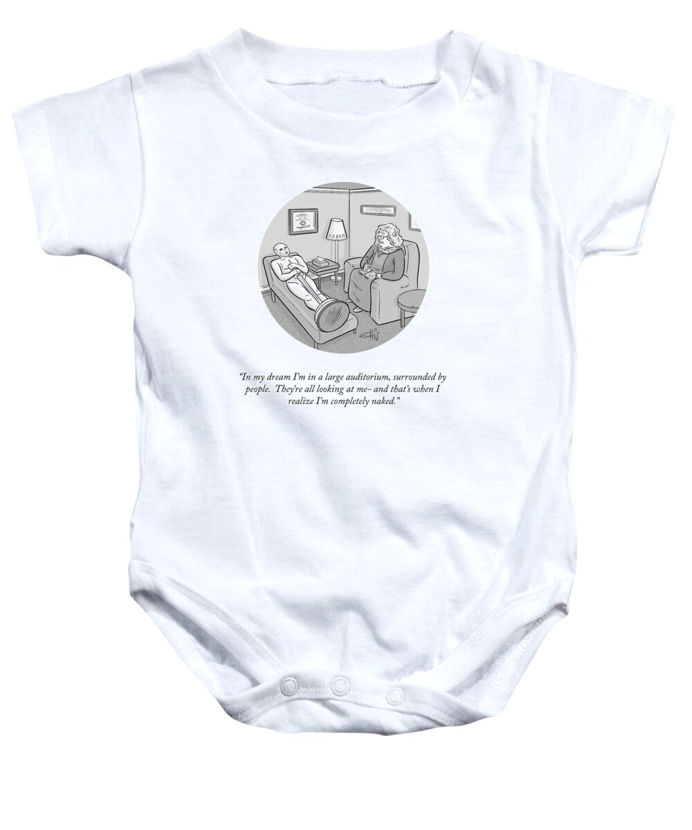 In My Dream I'm In A Large Auditorium Baby Onesie featuring the drawing Oscar Dream by Ellis Rosen