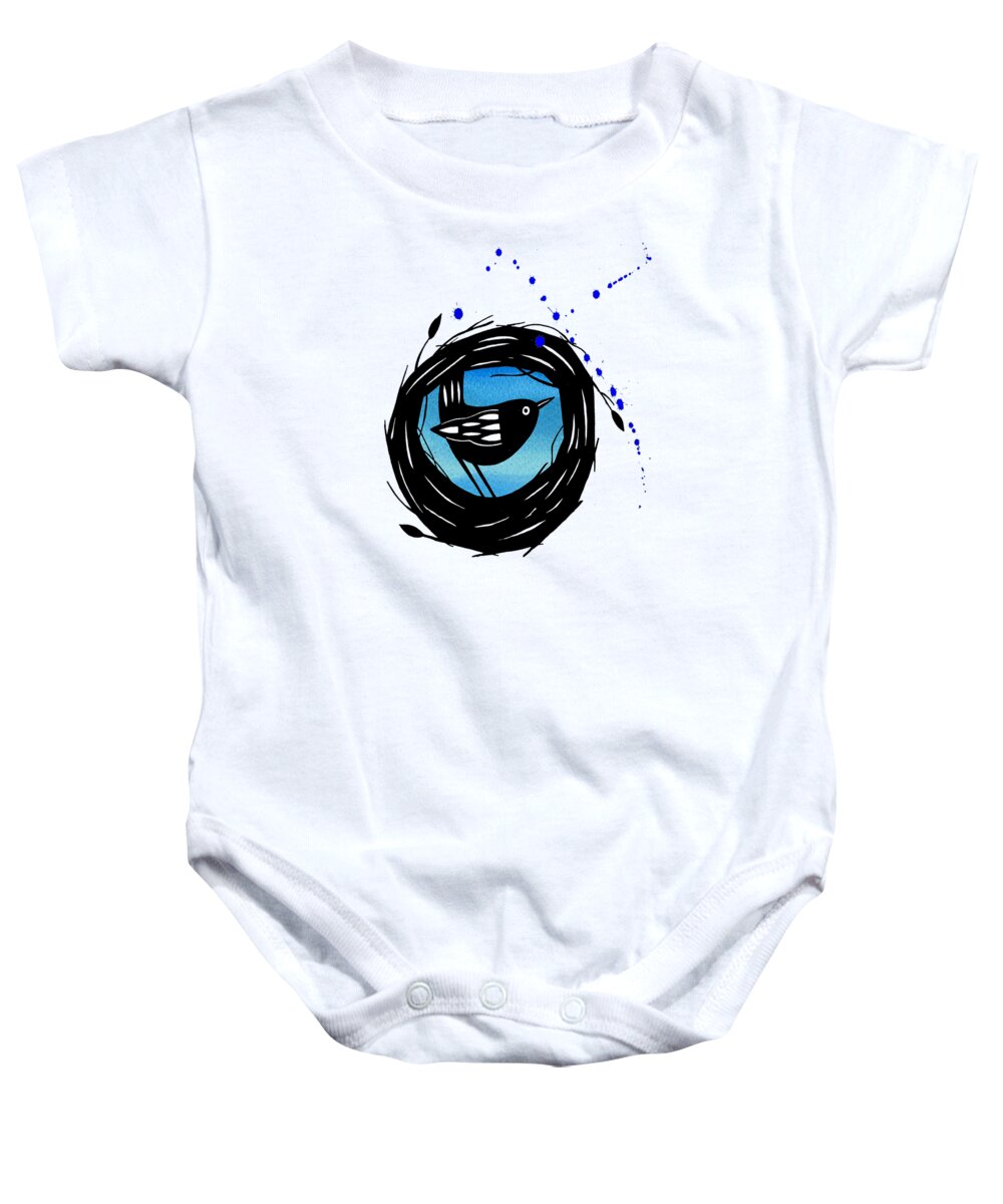 Bird Baby Onesie featuring the mixed media Out of Place by Andrew Hitchen