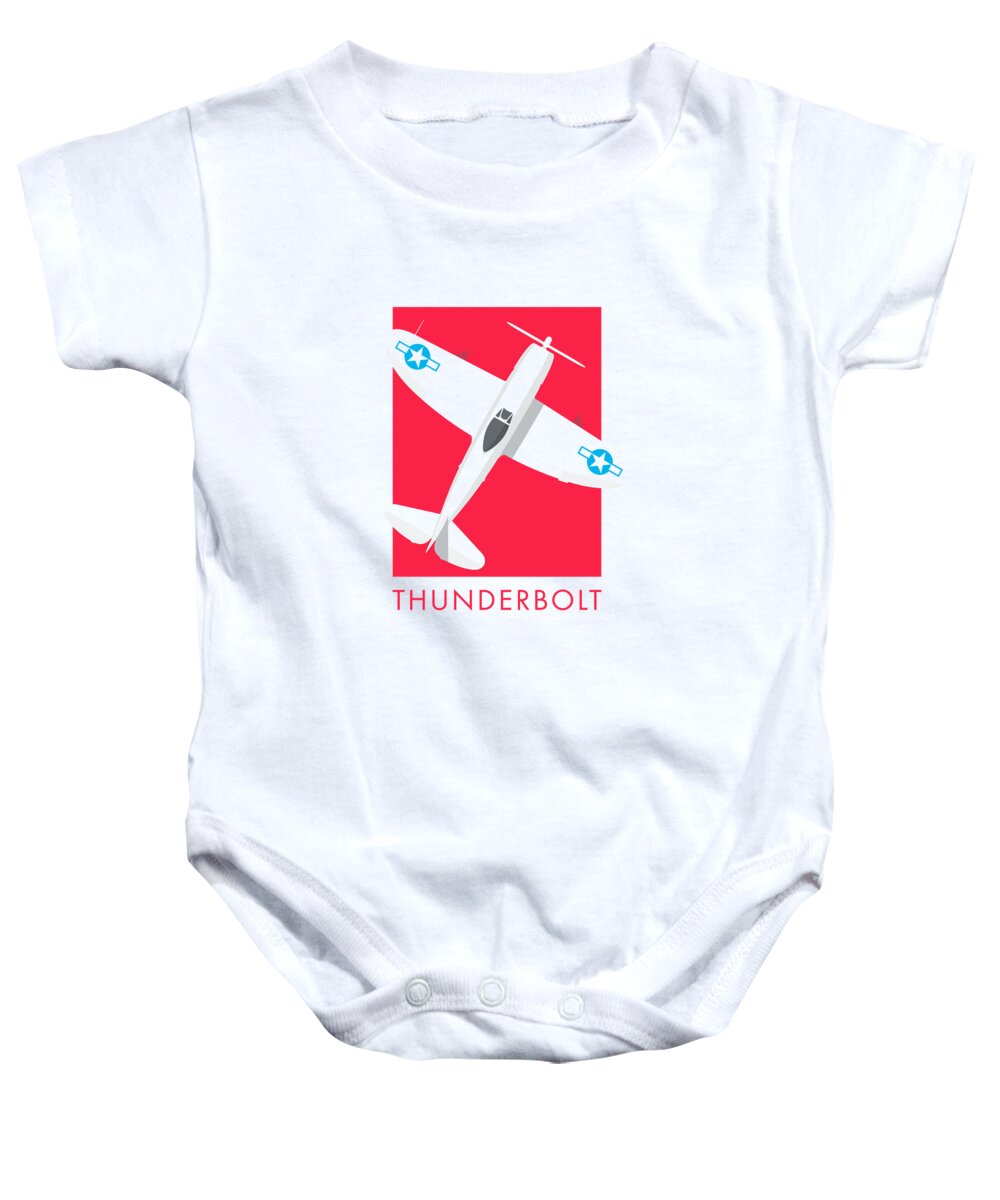 Fighter Baby Onesie featuring the digital art P-47 Thunderbolt WWII Fighter Aircraft - Crimson by Organic Synthesis