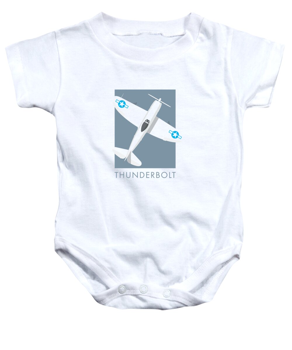 Fighter Baby Onesie featuring the digital art P-47 Thunderbolt WWII Fighter Aircraft - Slate by Organic Synthesis