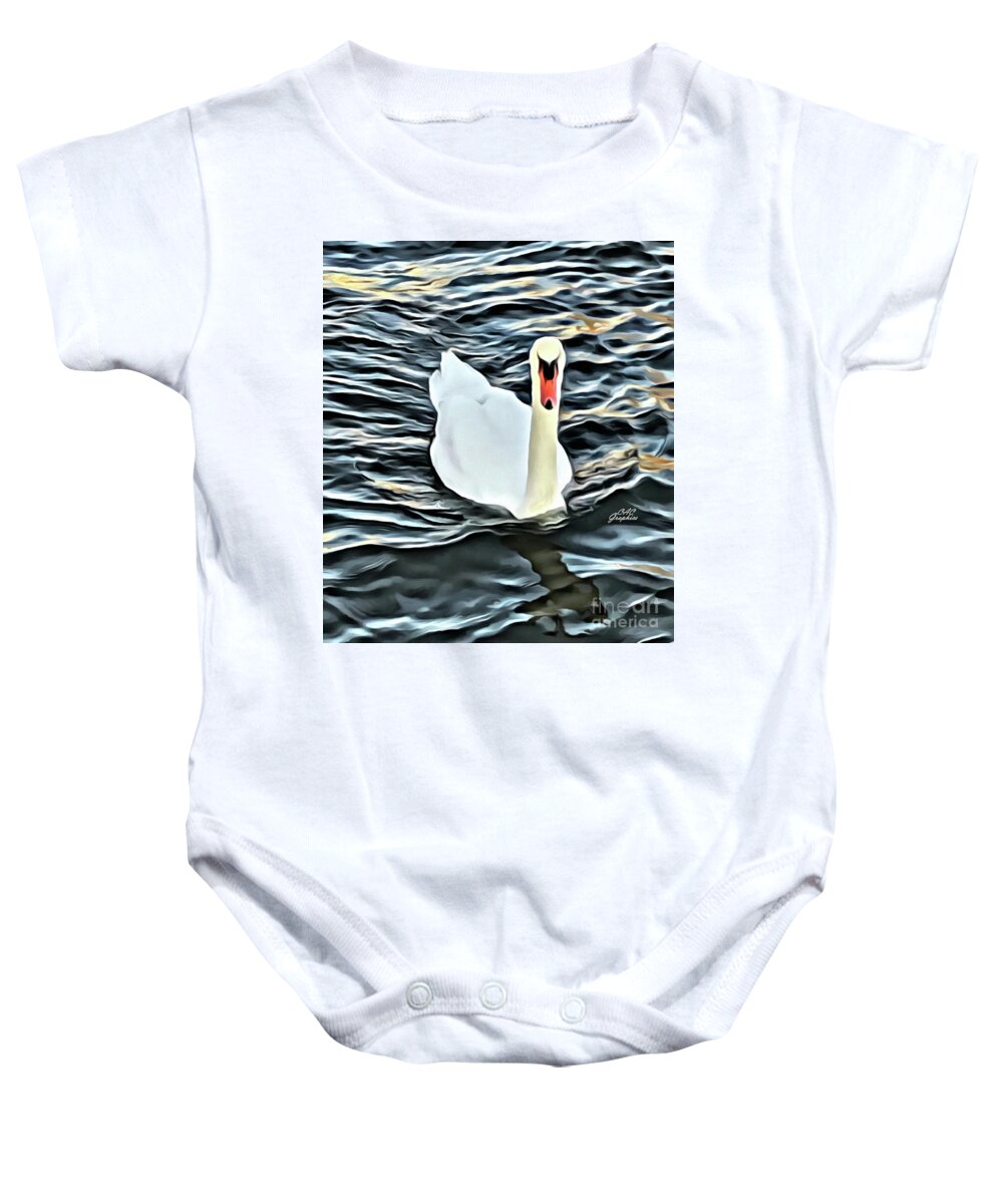 Swan Baby Onesie featuring the painting Painted Swan by CAC Graphics