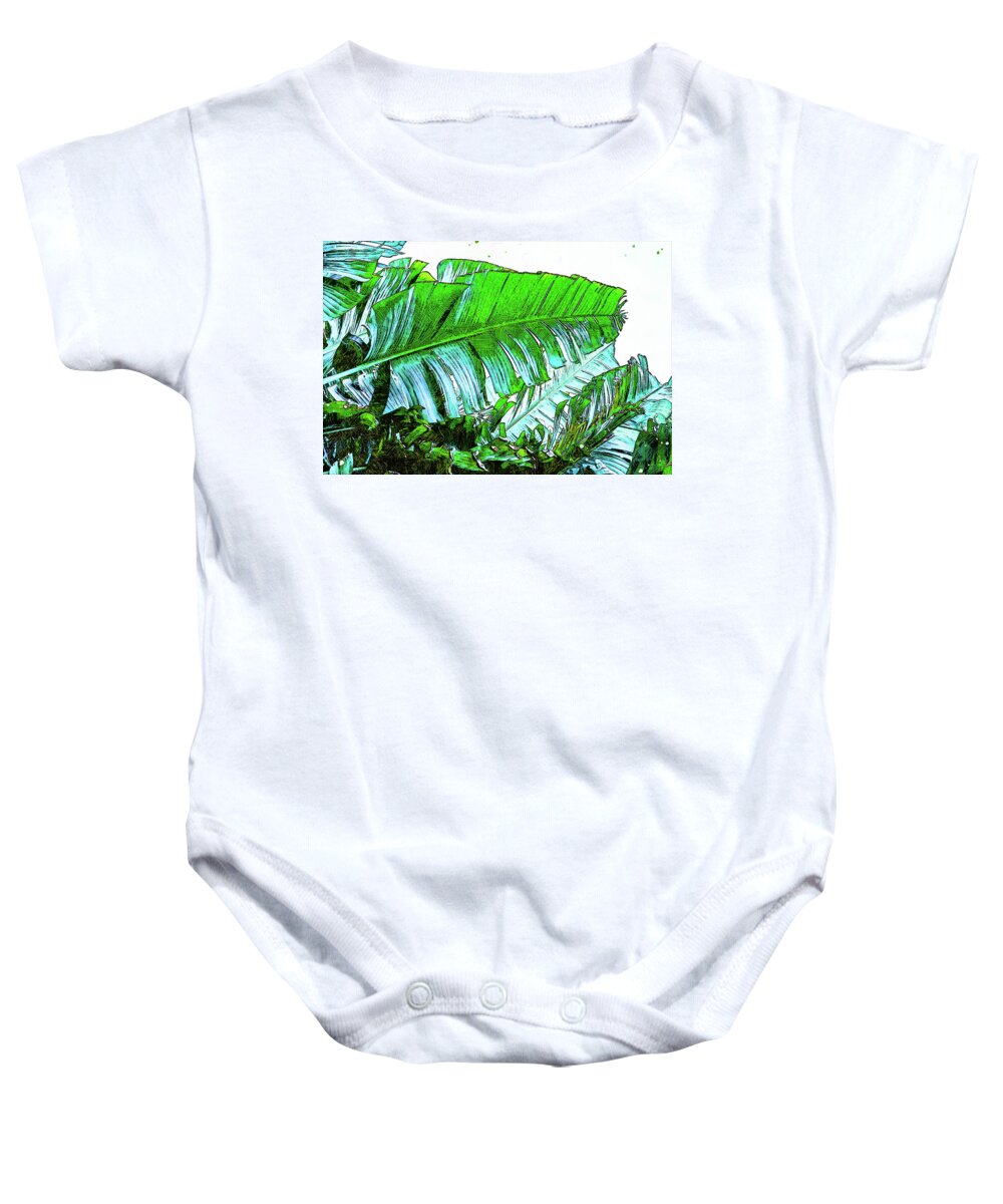 Tropical Baby Onesie featuring the mixed media Palm Tree Frond by Pamela Williams