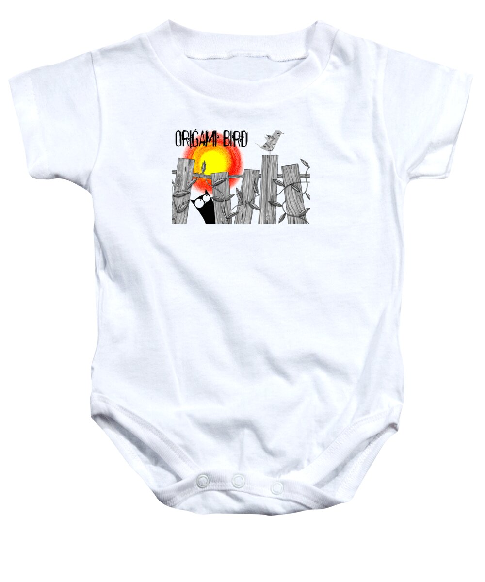 Bird Baby Onesie featuring the painting Paper Bird by Andrew Hitchen