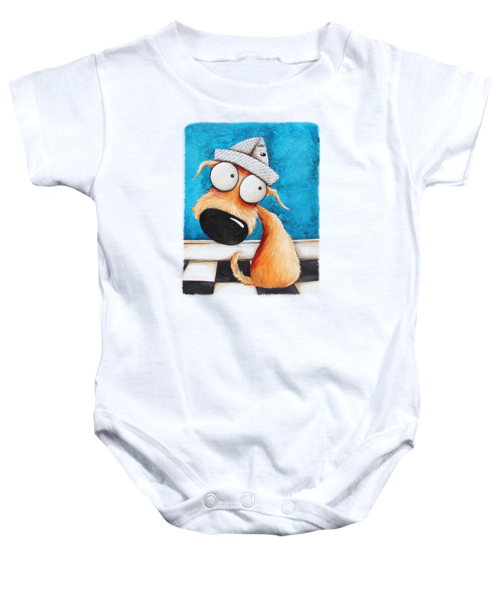 Dog Baby Onesie featuring the painting Paper hat by Lucia Stewart