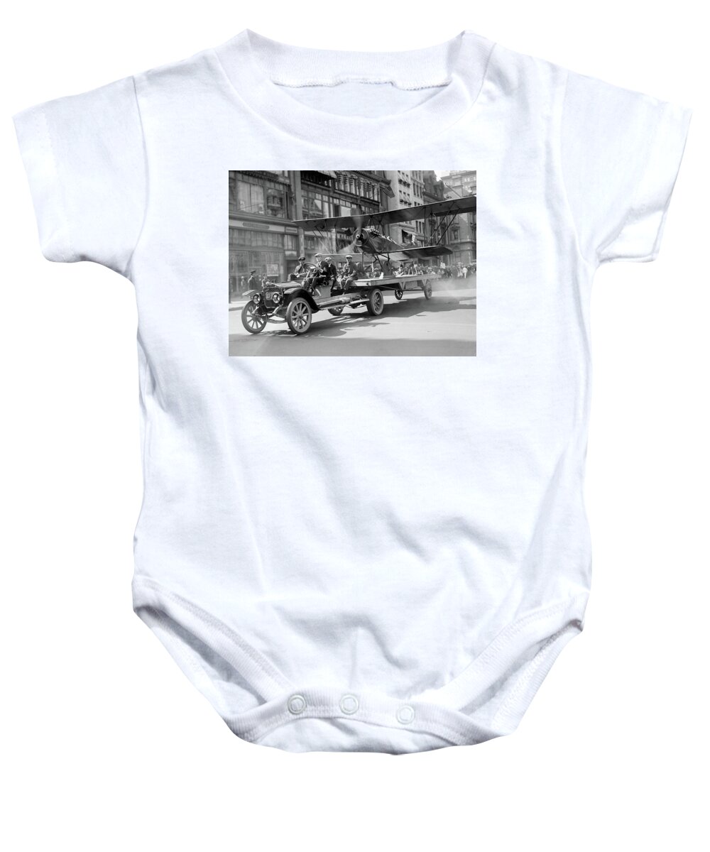 Parade Baby Onesie featuring the photograph Parade Truck and Biplane by DK Digital
