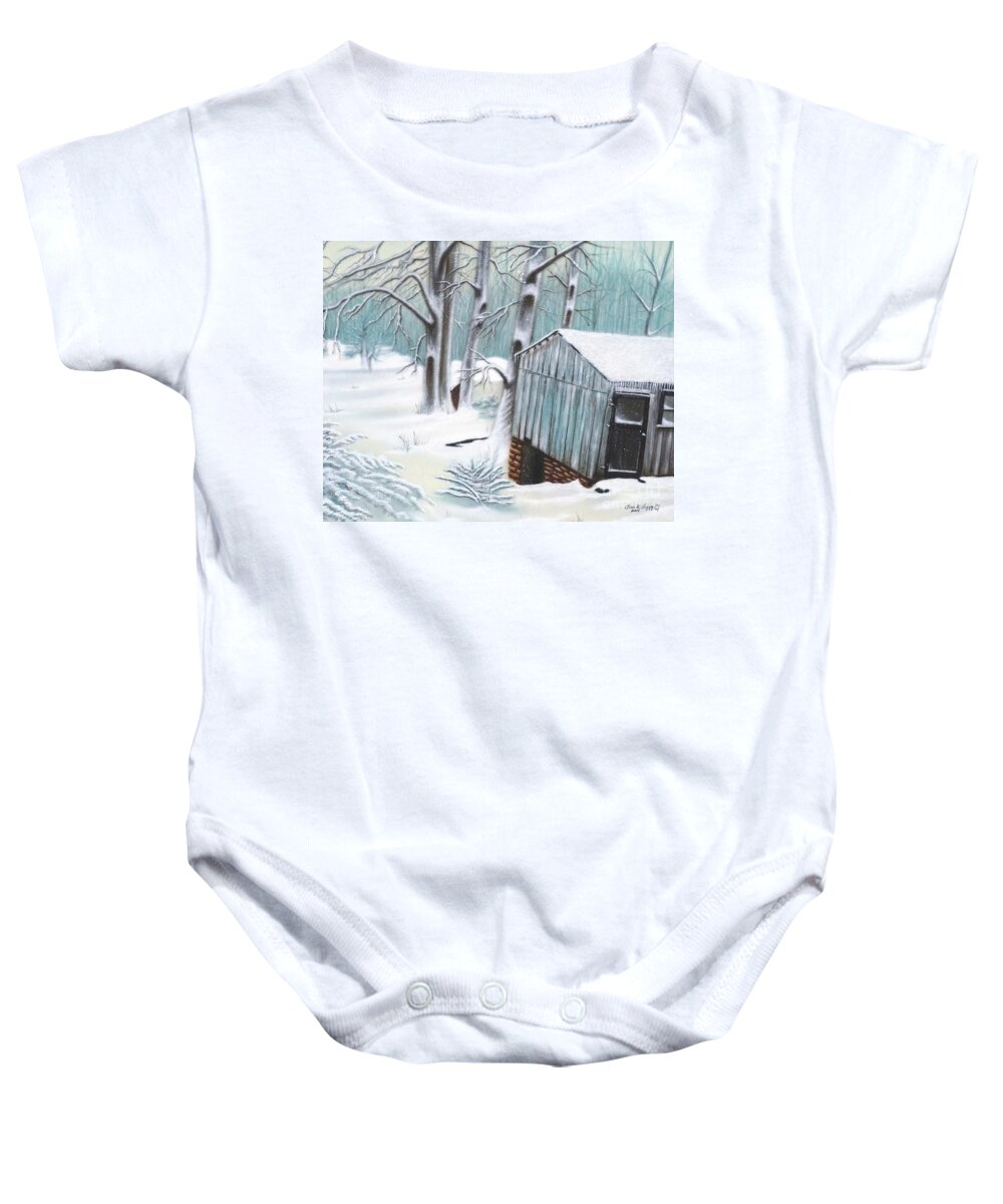 Wall Art Baby Onesie featuring the mixed media Peaceful Morn by Chris Naggy