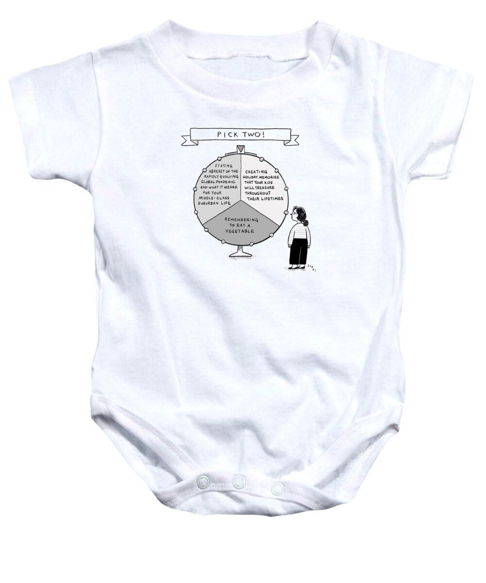 Captionless Baby Onesie featuring the drawing Pick Two by Zoe Si