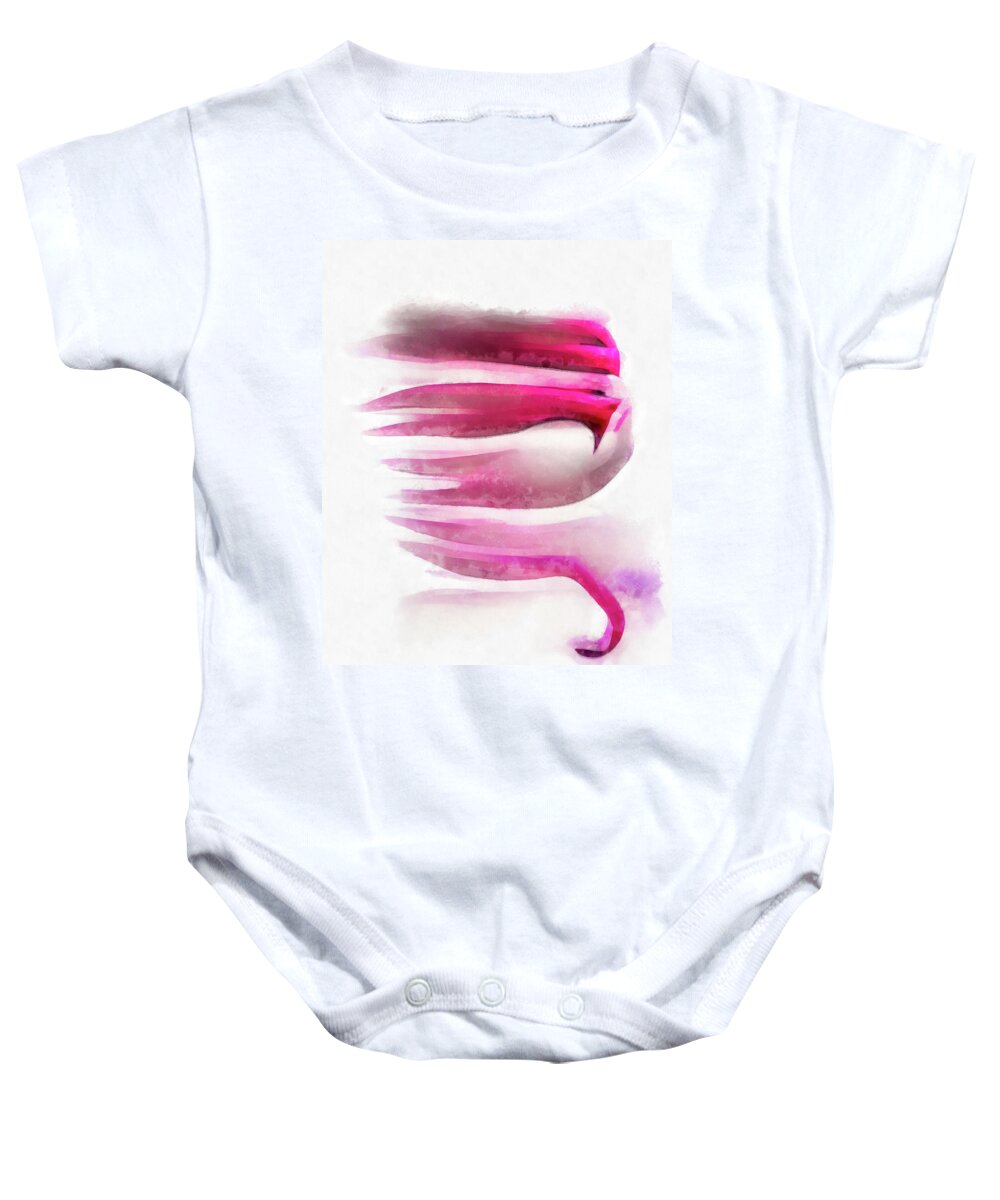 Flamingo Baby Onesie featuring the painting Pink Flamingo Feathers 03 Abstract Watercolor by Matthias Hauser