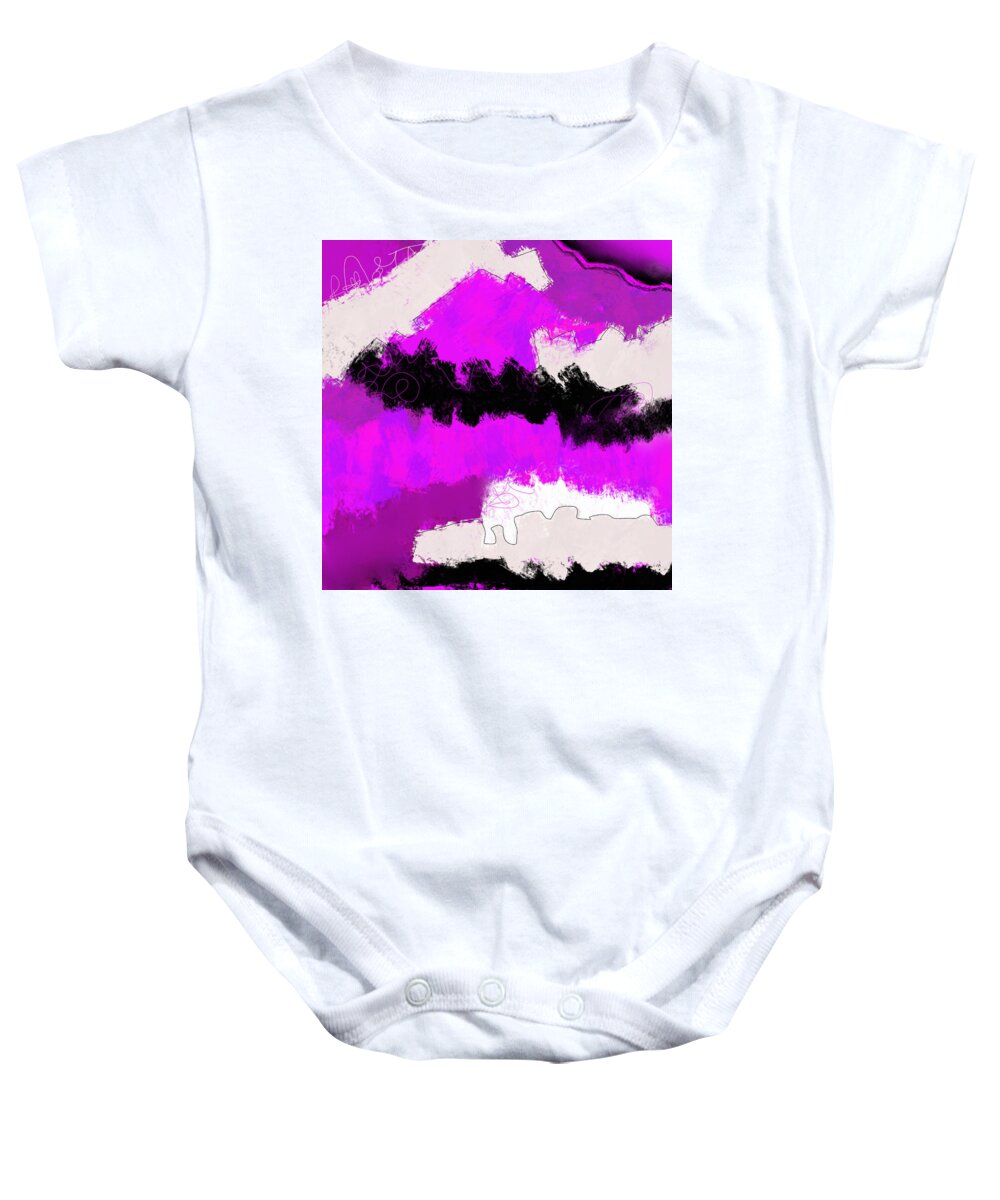 Abstract Baby Onesie featuring the painting Pink FLow by Amber Lasche