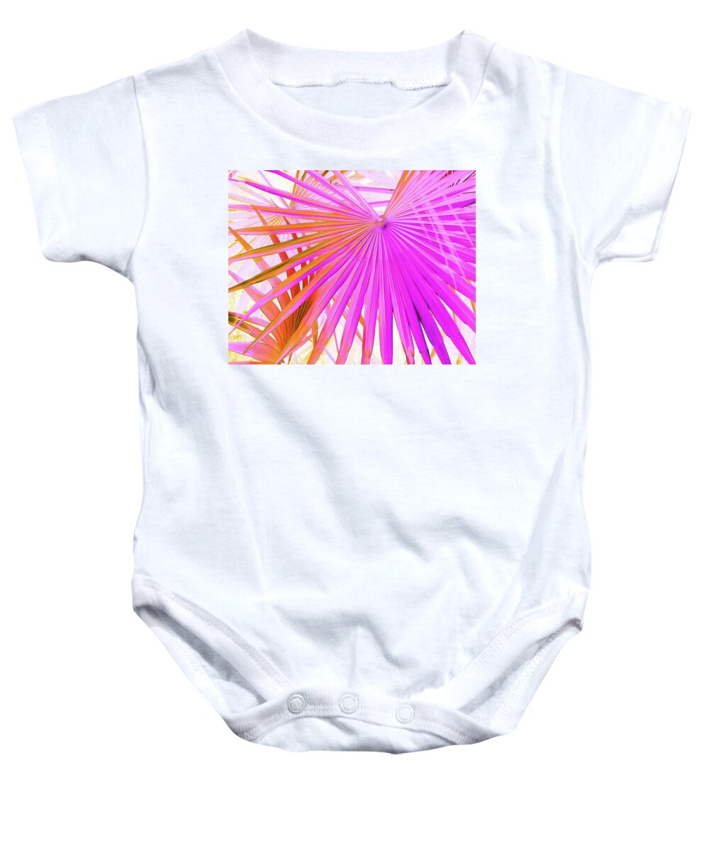 Trees Baby Onesie featuring the photograph Pink Orange Palmettos by Missy Joy