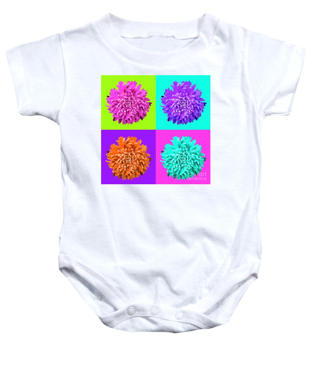 Popart Baby Onesie featuring the photograph Popart Chrysanthemum 4-Square by Renee Spade Photography
