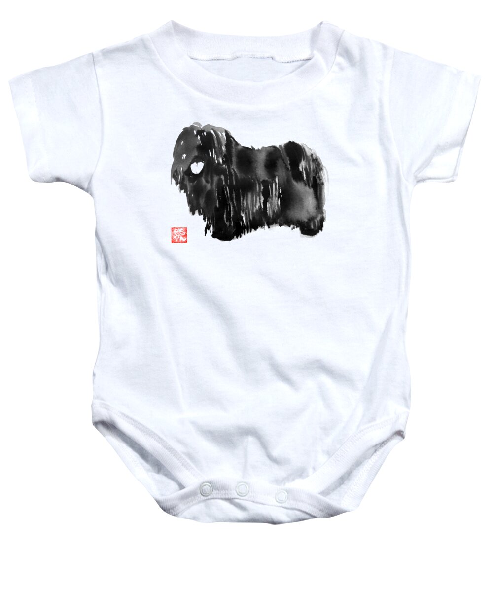 Puli Baby Onesie featuring the painting Puli by Pechane Sumie