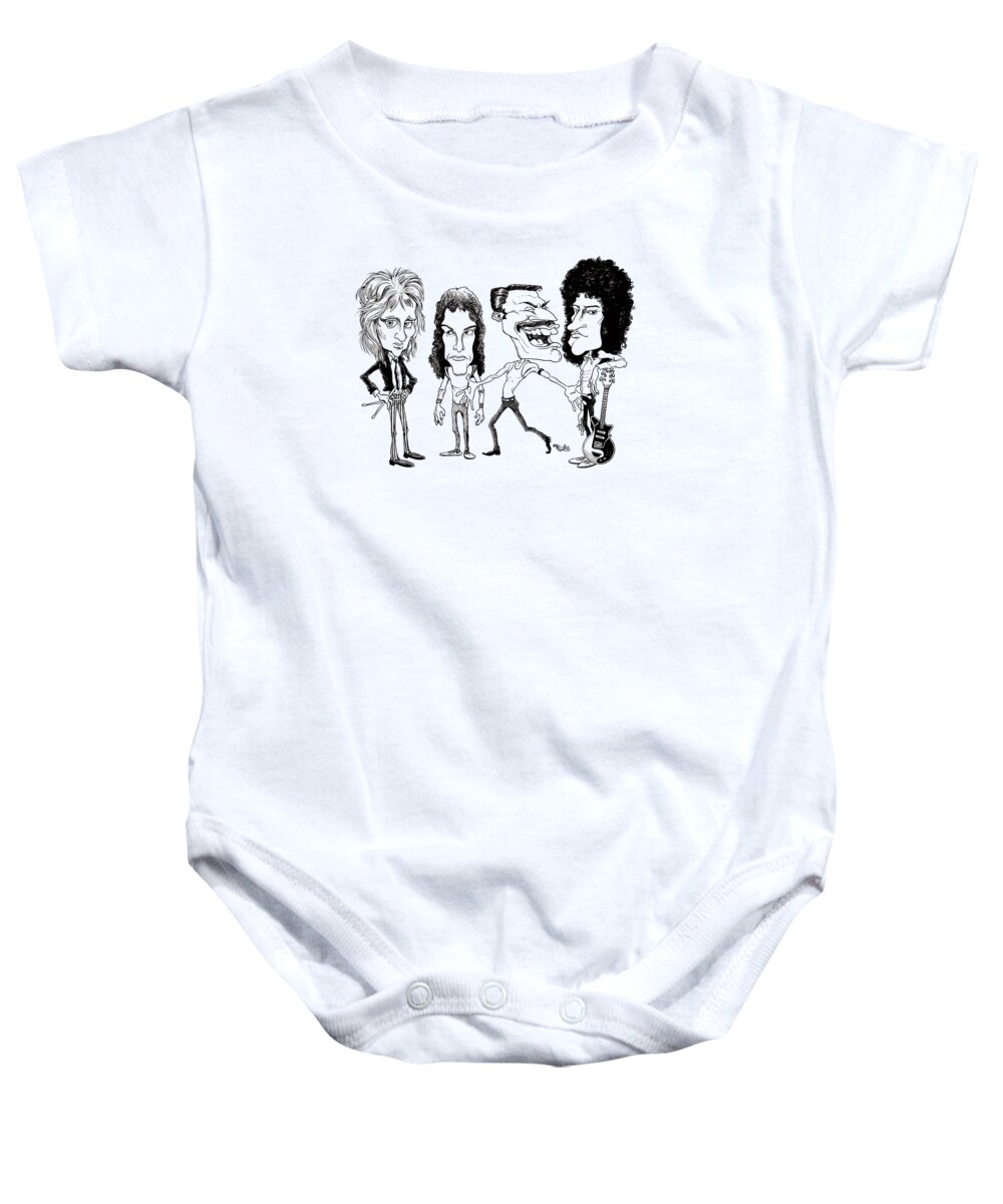 Caricature Baby Onesie featuring the drawing Queen by Mike Scott
