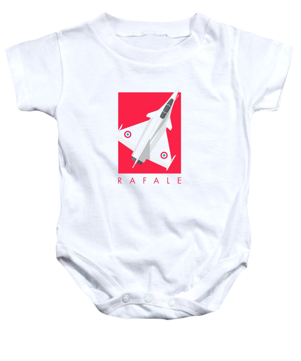 Aircraft Baby Onesie featuring the digital art Rafale Fighter Jet - Crimson by Organic Synthesis